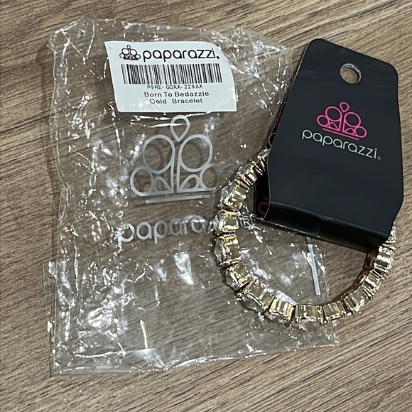 Paparazzi Born to Bedazzle Gold-Tone White Stone Rhinestone Sparkle Bracelet OS - Picture 5 of 7